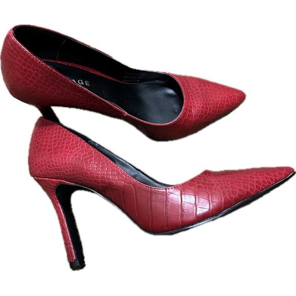 NWOT Rampage Red Croc Embossed Pointed Toe Pump Heels Shoes. Size 6.5 - Picture 5 of 8